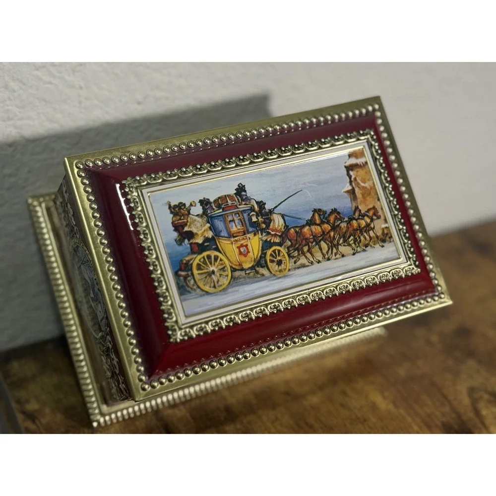 Vintage Klann Quality Embossed Tin Box - Western Germany - Ornate Carriage Scene